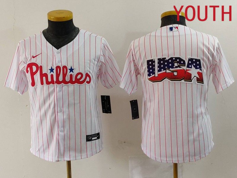 Youth Philadelphia Phillies Blank White stripe Nike Game 2024 MLB Jersey style 3->youth mlb jersey->Youth Jersey